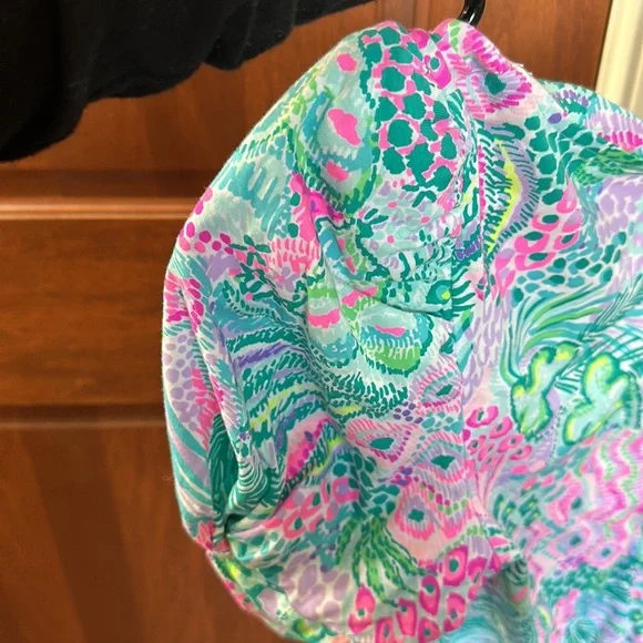 Lilly Pulitzer Pink, Green & Blue Floral Puff-Sleeve Dress - Picture 4 of 6